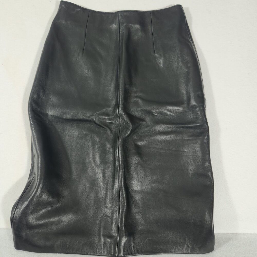 Womens Wilsons Leather Skirt Size 8 Black mid knee length - Picture 1 of 7